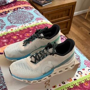 On Running Cloudmonster 2 Light Blue and Black Sneakers